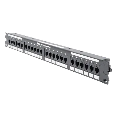 Panel de Parcheo de Impacto / Categoría 6A / 24 Puertos / 1UR / 1-500 MHz / 10GBASE-T