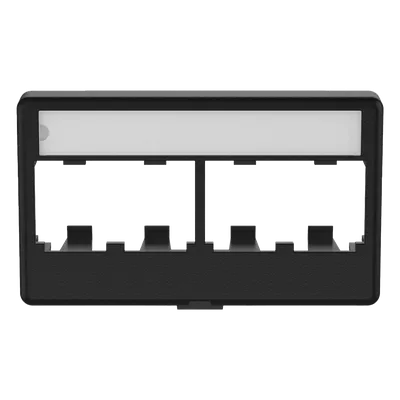 Placa de Mobiliario Modular / 4 Puertos Mini-Com / ABS Negro / 2.9x0.88x1.77 pulg (73.66x22.35x44.95 mm)