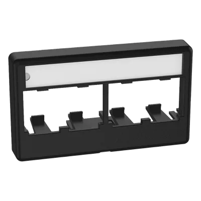 Placa de Mobiliario Modular / 4 Puertos Mini-Com / ABS Negro / 2.9x0.88x1.77 pulg (73.66x22.35x44.95 mm)