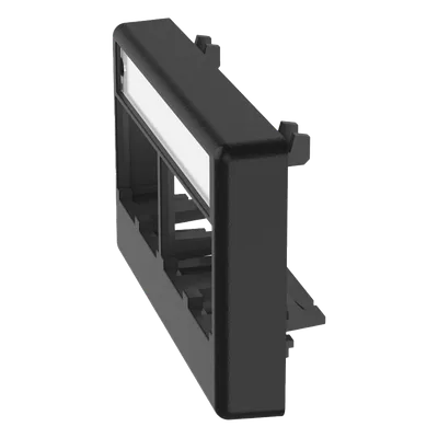 Placa de Mobiliario Modular / 4 Puertos Mini-Com / ABS Negro / 2.9x0.88x1.77 pulg (73.66x22.35x44.95 mm)