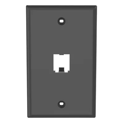 Placa de Pared Vertical / 1 Puerto / Mini-Com / Diseño Plano / ABS / 2.75 x 4.5 in / Negro