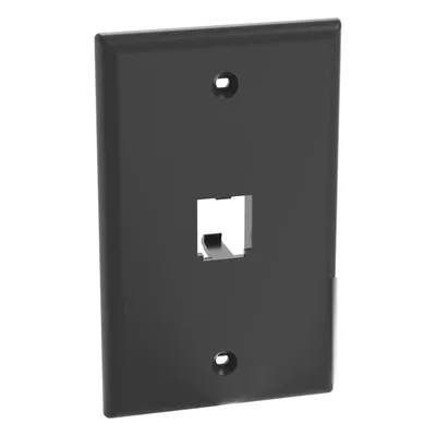 Placa de Pared Vertical / 1 Puerto / Mini-Com / Diseño Plano / ABS / 2.75 x 4.5 in / Negro