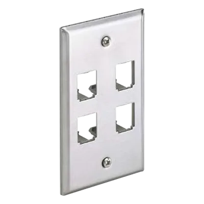 Placa de Pared Vertical / Acero Inoxidable Grado 304 / 4 Puertos Mini-Com / 2.74 x 4.5 pulgadas