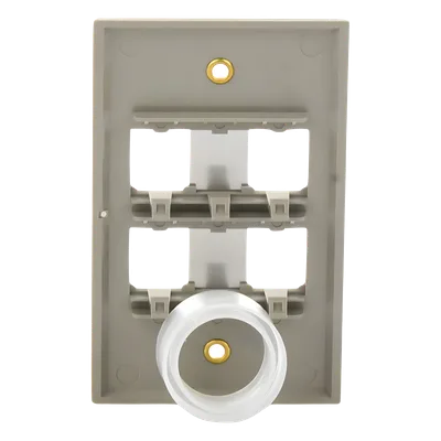 Placa de Pared Vertical / Acero Inoxidable Grado 304 / 4 Puertos Mini-Com / 2.74 x 4.5 pulgadas