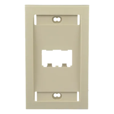 Placa de Pared Vertical / 2 Puertos Mini-Com / Espacios para Etiquetas / Perfil Elevado / Marfil