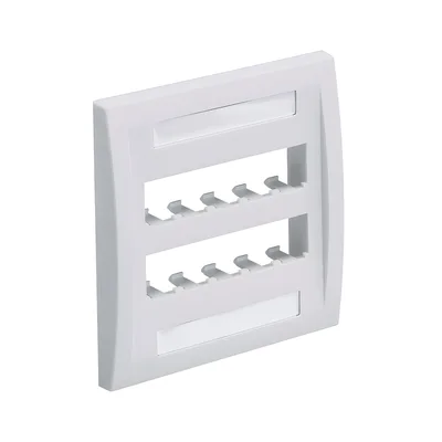 Placa de Pared Vertical / 10 Puertos Mini-Com / Etiquetas con Cubierta / ABS Impacto / Blanco Mate