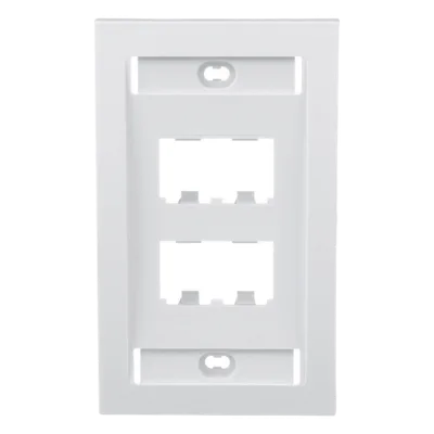 Placa de Pared Vertical / 4 Puertos Mini-Com / 69.8 x 114.3 mm / 2.75 x 4.5 in / Con Espacio para Etiquetas / Blanco