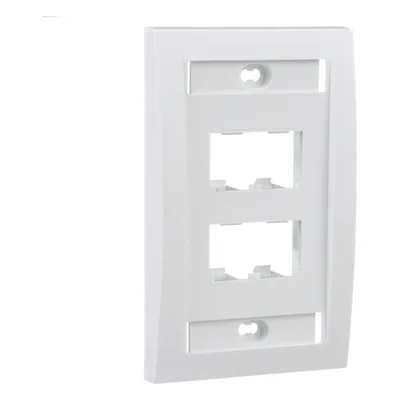 Placa de Pared Vertical / 4 Puertos Mini-Com / 69.8 x 114.3 mm / 2.75 x 4.5 in / Con Espacio para Etiquetas / Blanco