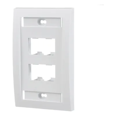 Placa de Pared Vertical / 4 Puertos Mini-Com / 69.8 x 114.3 mm / 2.75 x 4.5 in / Con Espacio para Etiquetas / Blanco