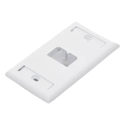 Placa de Pared Vertical / 2 Puertos Mini-Com / Diseño Inclinado / Con Espacios para Etiquetas / 2.75 x 4.5 pulgadas / Blanco