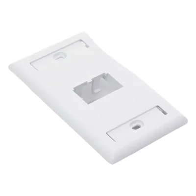Placa de Pared Vertical / 2 Puertos Mini-Com / Diseño Inclinado / Con Espacios para Etiquetas / 2.75 x 4.5 pulgadas / Blanco