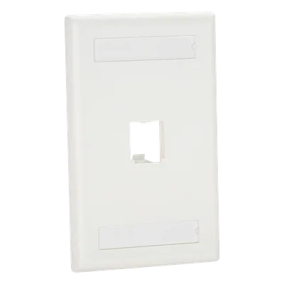 Placa de Pared Vertical / 1 Puerto Mini-Com / Diseño Plano / 2.75 x 4.5 pulgadas / Blanco