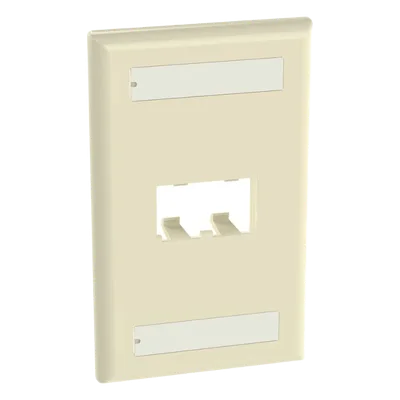 Placa de Pared Vertical / 2 Puertos Mini-Com / Diseño Plano / 69.8 x 114.3 mm (2.75 x 4.5 in) / Marfil