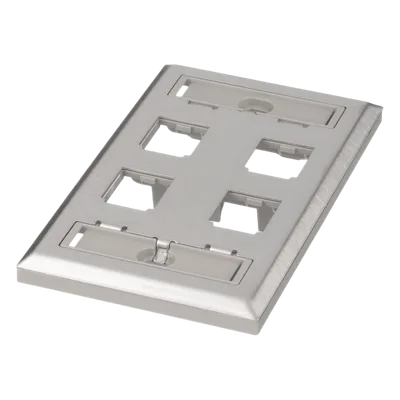 Placa de Pared Vertical / Acero Inoxidable Grado 304 / 4 Puertos Mini-Com / 69.8 x 114.3 mm / 2.75 x 4.5 pulg.