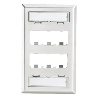 Placa de Pared Vertical / 6 Puertos Mini-Com / Acero Inoxidable Grado 304 / 69.8 x 114.3 mm / 2.75 x 4.5 in