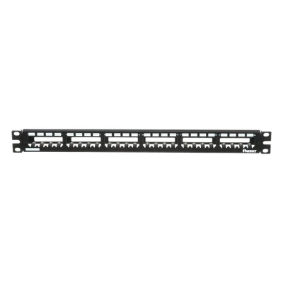 Panel de Parcheo Modular / 24 Puertos / 1UR / Plano / Totalmente Blindado / Acero Inoxidable