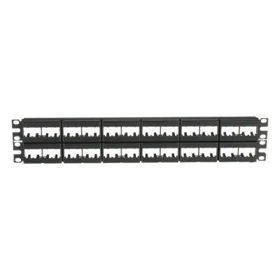 Panel de Parcheo Modular / 48 Puertos / 2 UR / 19in / Plano / Sin Blindaje / Mini-Com