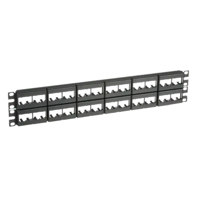 Panel de Parcheo Modular / 48 Puertos / 2 UR / 19in / Plano / Sin Blindaje / Mini-Com
