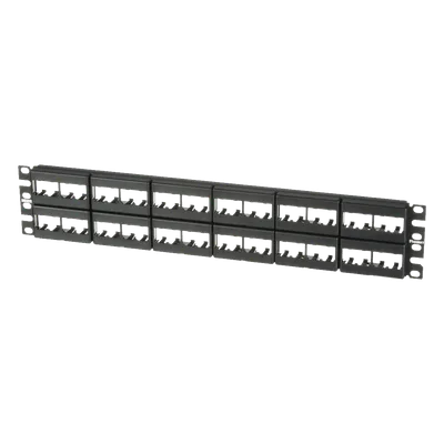 Panel de Parcheo Modular / 48 Puertos / 2 UR / 19in / Plano / Sin Blindaje / Mini-Com