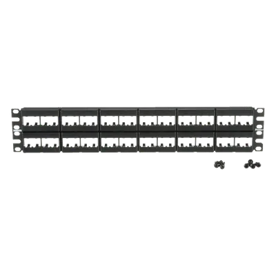 Panel de Parcheo Modular / 48 Puertos / 2 UR / 19in / Plano / Sin Blindaje / Mini-Com