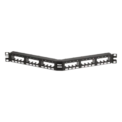Panel de Parcheo Modular / 24 Puertos / Diseño Angulado / 1U / 19 Pulgadas / Placas Frontales Extraíbles