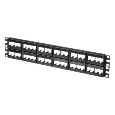 Panel de Parcheo Modular / 48 Puertos / 2 UR / Plano / Sin Blindaje / Mini-Com / Rack 19"