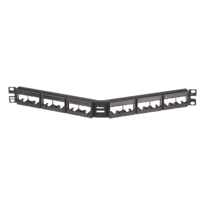 Panel de Parcheo Modular / Angulado / 24 Puertos / 1UR / Sin Blindaje / Con Etiqueta y Cubierta