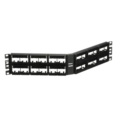 Panel de Parcheo Modular / Angulado / 48 Puertos / 2UR / Sin Blindaje / Con Etiqueta y Cubierta