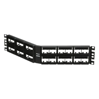 Panel de Parcheo Modular / Angulado / 48 Puertos / 2UR / Sin Blindaje / Con Etiqueta y Cubierta