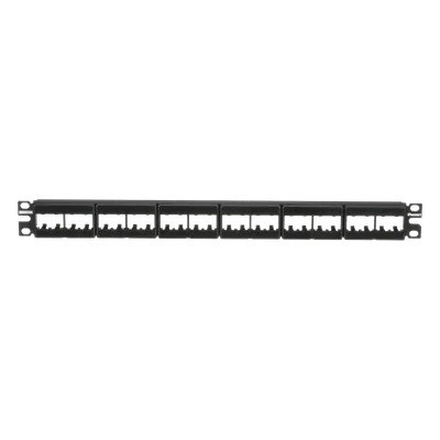 Panel de Parcheo Modular / 24 Puertos / 1UR / Plano / Sin Blindaje / Mini-Com / 19 Pulgadas