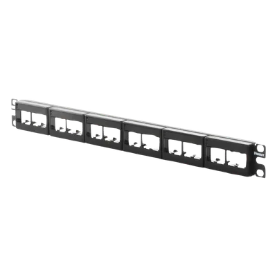 Panel de Parcheo Modular / 24 Puertos / 1UR / Plano / Sin Blindaje / Mini-Com / 19 Pulgadas