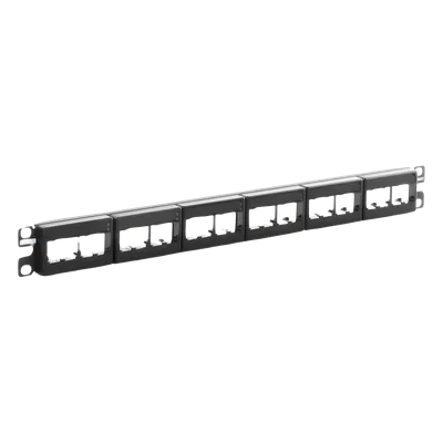 Panel de Parcheo Modular / 24 Puertos / 1UR / Plano / Sin Blindaje / Mini-Com / 19 Pulgadas