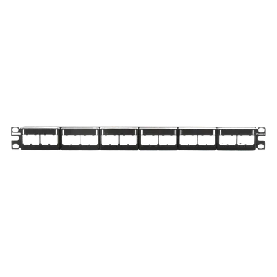Panel de Parcheo Modular / 24 Puertos / 1UR / Plano / Sin Blindaje / Mini-Com / 19 Pulgadas