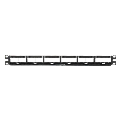 Panel de Parcheo Modular / 24 Puertos / 1UR / Plano / Sin Blindaje / Mini-Com / 19 Pulgadas