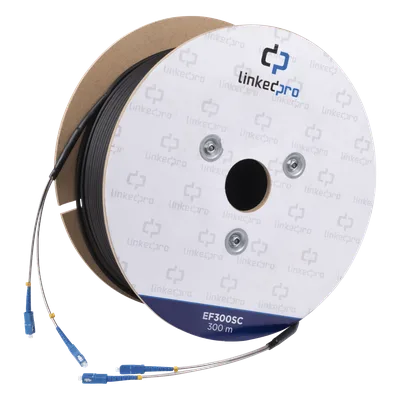 Carrete de Fibra Óptica Monomodo / SC-SC Duplex / 300 m (984.25 pies) / Reforzado con Kevlar / Subterráneo por Tubería