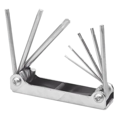 Juego de Llaves Torx / 8 Piezas T9-T40 / Estuche Metálico Tipo Navaja / Acero Cromo Vanadio / 16 x 4.5 x 2 cm