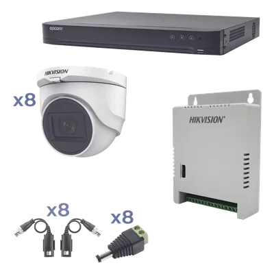 Kit de Videovigilancia TurboHD / DVR 8 Canales / 8 Cámaras Turret / 2.8 mm / 106° / IR 30 m (98.4 ft) / Audio Bidireccional / Reconocimiento Facial
