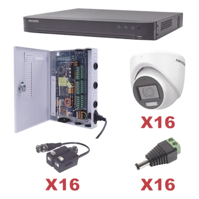 Kit de Videovigilancia TurboHD / DVR 16 Canales / 16 Cámaras Turret 2 Megapixel / Audio Bidireccional por Coaxitron / IR 30 m (98.4 ft) / Lente 2.8 mm 106° / H.265+