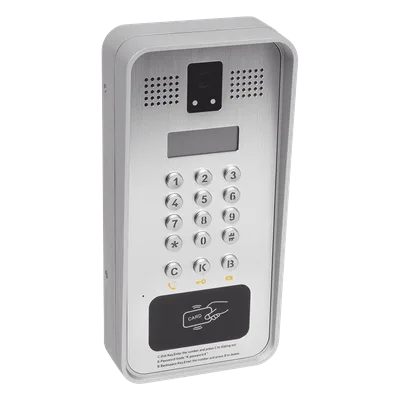 Video portero IP/SIP Con Cámara y pantalla LCD, 2 Relevadores Integrados (entrada y salida), Onvif y lector de tarjetas RFID, puerto WIEGAND (entrada).