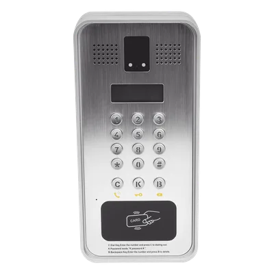 Video portero IP/SIP Con Cámara y pantalla LCD, 2 Relevadores Integrados (entrada y salida), Onvif y lector de tarjetas RFID, puerto WIEGAND (entrada).
