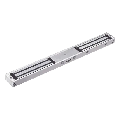 Chapa Magnética Doble / 1200 lbs x 2 (544.3 kg x 2) / 12VCC o 24VCC Seleccionable / LED Estado / -20 ~ 55°C / Puertas Doble Hoja