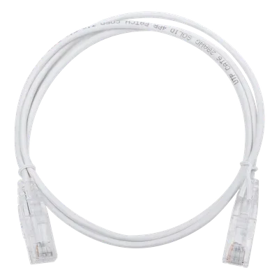 Cable de Parcheo Slim UTP Cat6 / 1 Metro (3.28 Pies) / 28 AWG / Blanco / 1 Gbps+