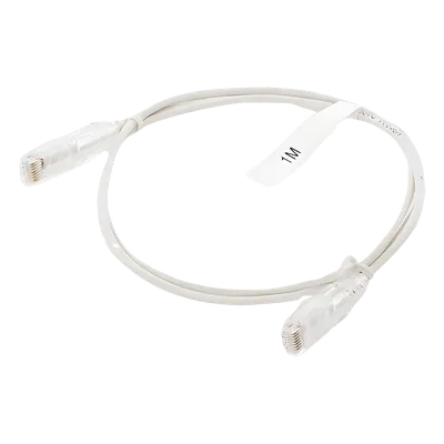 Cable de Parcheo Slim UTP Cat6 / 1 Metro (3.28 Pies) / 28 AWG / Blanco / 1 Gbps+