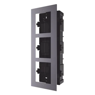 Marco de Instalación Empotrado / 3 Espacios para Módulos de Videoportero / Tapa de Aluminio / Rango Térmico -40°C a +60°C / IP Resistente a Humedad 10%-95%