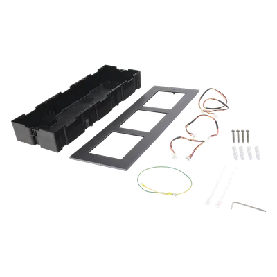 Marco de Instalación Empotrado / 3 Espacios para Módulos de Videoportero / Tapa de Aluminio / Rango Térmico -40°C a +60°C / IP Resistente a Humedad 10%-95%