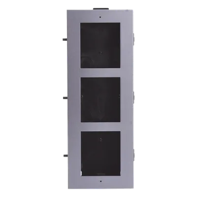 Marco de Instalación Empotrado / 3 Espacios para Módulos de Videoportero / Tapa de Aluminio / Rango Térmico -40°C a +60°C / IP Resistente a Humedad 10%-95%