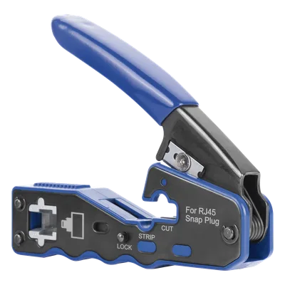 Pinza de Red / Corte y Terminado RJ45 Pass-Through / Cuchilla Intercambiable / Acero al Carbón / Mango Ergonómico ABS + TPR