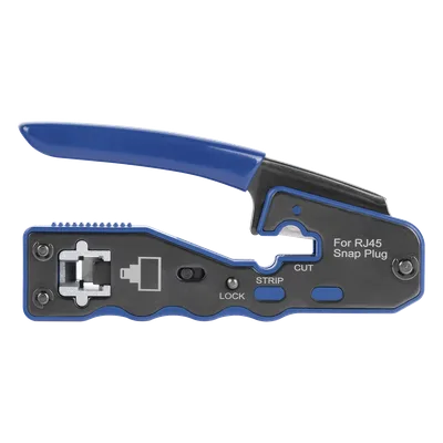 Pinza de Red / Corte y Terminado RJ45 Pass-Through / Cuchilla Intercambiable / Acero al Carbón / Mango Ergonómico ABS + TPR