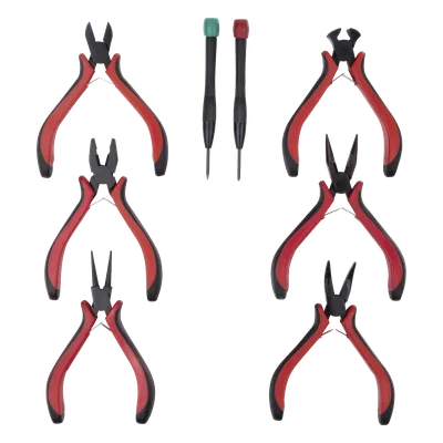 Juego de Herramientas de Precisión / 6 Pinzas de 4.5" / 2 Desarmadores Joyero / Mango Ergonómico / Diseño Compacto