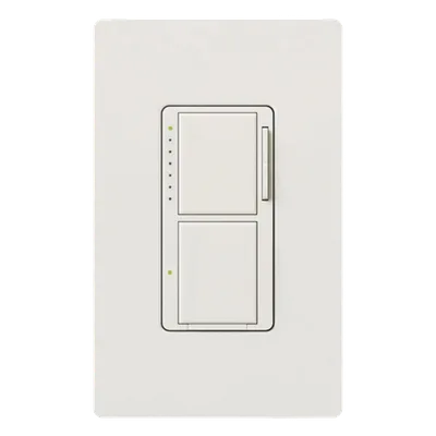 Atenuador e interruptor doble / 300 W incandescente-halógeno / interruptor 2.5 A / 120 V~ 60 Hz / unipolar / línea Maestro acabado Snow